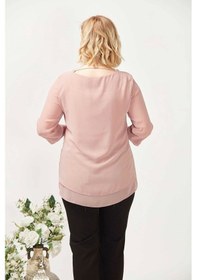Resim Moda Berray 1934 Kolyeli Şifon Büyük Beden Şık Bluz Somon Somon 