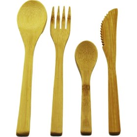Resim Nargo 4pcs Ahşap Bambu Mutfak Seti 2 Kaşık - Çatal - Bıçak 