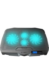 Resim Tornado 4x Turbo LED Fan - Ayarlabilir Fan Hızı & 6 Farklı Stand Yükseklik Kademesi - 2 USB Portlu - Metal Mesh Zemin - LCD Ekranlı Notebook Soğutucu - Siyah (9"-17" Boyut Destekli) 