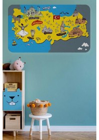 Resim Eğitici Ve Öğretici Cocuk Odası Türkiye Haritası Duvar Sticker-60x105-3881 Renkli 