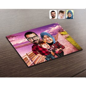Resim Kişiye Özel Tesettürlü Aile Karikatürlü Ahşap Puzzle-2 