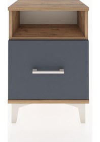 Resim Arges Komodin Tek Raflı 2 Çekmeceli 44x30x64 Çam-antrasit Atlas Çam 