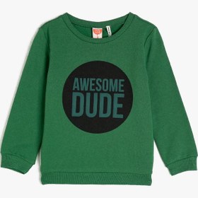 Resim Erkek Bebek Pamuklu Baskılı Bisiklet Yaka Sweatshirt 