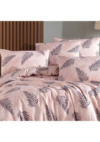 Resim Tek Kişilik Nevresim Takımı 160x220cm 2 Yastık Kılıfı Lastikli Çarşaflı 100x200+30 Pudra Pembe 
