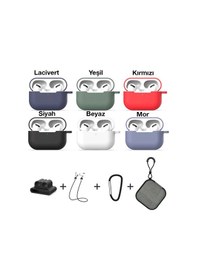 Resim Ally 5 in 1 Apple Uyumlu AirPods Pro Koruma Çantalı Kulaklık Kılıf Seti Kırmızı 