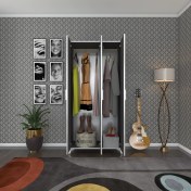 Resim Kenzlife gardırop 3 kapaklı kapılı menekşe 168*80*42 gri ayaklı gardolap dolap 