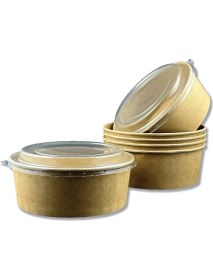 Resim Ambalajın Kraft Karton Salata Kasesi Kapaklı 1100CC 