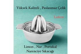 Resim Feyza Design Paslanmaz Çelik Nar ve Limon Sıkacağı, Portakal ve Narenciye Süzgeç 