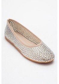 Resim Luvishoes Luvi Shoes Runway Bej File Taşlı Kadın Babet Ayakkabı Bej 