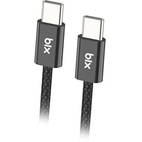 Resim Bix Type-C to Type-C 60W Örgülü Şarj ve Data Kablosu 1 Metre Siyah 