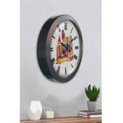 Resim Bahat Salon Ofis Duvar Saati Gri Metal Çerçeve 36 cm 