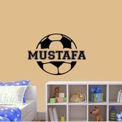 Resim habune Isme Özel Futbol Topu Silüeti Dekoratif Çocuk Odası Duvar Sticker, Çıkartma, Etiket 