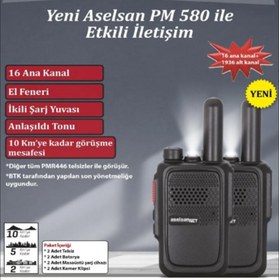 Resim PM-580 10Km Çekim Mesafeli Pmr El Telsizi (2'li Set) 