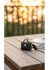 Resim Pololiza Simli Bag Charm Mini Cüzdan / Çok Amaçlı Lüks Anahtarlık Ve Çanta Askı Süsü Çanta Aksesuar Siyah 