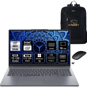 Resim Lenovo Ideapad Slim 3 16IRH10 Intel Core I5 13420H 16GB Ram 512GB SSD Windows 11 Pro 16" Fhd Taşınabilir Bilgisayar + Boz Çanta , Mouse 