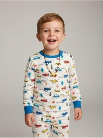 Resim Zekids Erkek Çocuk Pamuklu Araba Desenli Pijama Takımı-16838 Renklı 