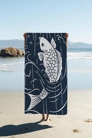 Resim Dijital Baskı Plaj Deniz Havlusu Balık Desenli Peştamal HVL0229 
