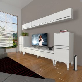 Resim Decoraktiv Eko 9 Mdf Std Silver Tv Ünitesi Tv Sehpası - Parlak Beyaz 