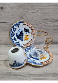 Resim Fermato 18 Parça 6 Kişilik Çay Ve Türk Kahvesi Fincanı Takımı Hybrid 1 Serisi Renkli 