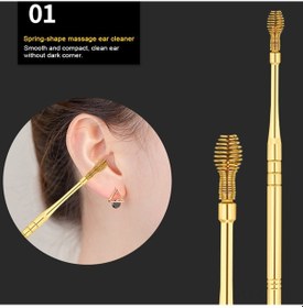 Resim Qingmipy 6 Parça Çelik Kulak Temizleme Seti, Taşınabilir Pu Çanta İle, Siyah - Profesyonel Kulak Bakımı Aleti 