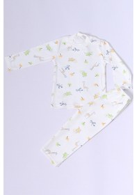 Resim Hçm Bebek Pamuk Pijama Takımı Tenkli Baskılı Bisiklet Yaka A2 Yeşil 