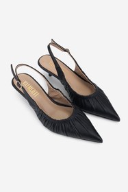 Resim Valmenti Kadın Hakiki Deri Siyah Slingback Ayakkabı VLM6865 - 35 