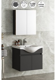 Resim Yıldız 55 Cm Antrasit Gri Mdf Seramik Lavabolu Asma Banyo Dolabı Antrasit - Gri 