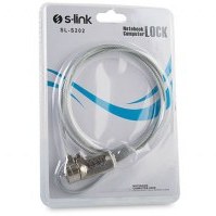 Resim S-LINK SL-S202, Şifreli Notebook Kilidi, 110cm, Kaplamalı Çelik Kablo. 