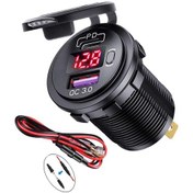 Resim Kırmızı Pd Tip C Qc 3.0 Usb Araç Hızlı Şarj Güç Çıkışı Soketi İle On/off Anahtarı Ve Motosiklet Deniz Rv Atv İçin Led Voltmetre 