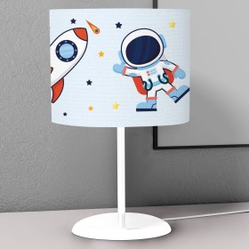 Resim instababyrooms Uzay Roket ve Gezegen Desenli Çocuk Odası Dijital Baskılı Çocuk Odası Masaüstü Abajur Avize 