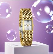 Resim Fochsia Lıge Kadın Kare Kadranlı Altın Beyaz Kordonlu Kuartz Kol Saati Tarih Gösterge Diğer 