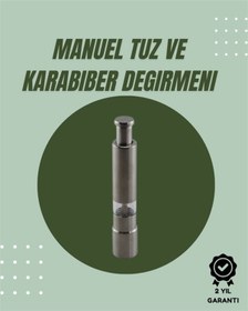 Resim Orta Boy Kararbiber Ve Tuz Öğütücü Kolay Kullanım, Şık Tasarım Gri 