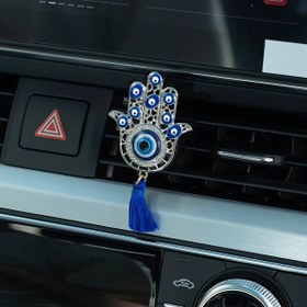 Resim Nazar Palmiye Araba Oda Parfümü Havalandırma Klipsi - Püsküllü Dekoratif Hamsa El Amblemi, Koku Kaynağı Yok (Boş Şişe) - Aracınızı Tazelemek için Şık Oto Aksesuarı. 