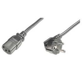 Resim AK-440100-050-S Güç Kablosu, Schuko 90 derece açılı Erkek - C13 Dişi, 5 metre, H05VV-F3G 1.0qmm, siyah renk 