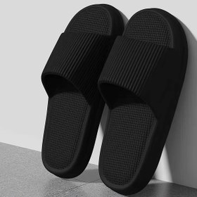 Resim Erkekler İçin Tüm Mevsim EVA Kaymaz Tabakalı ve Yastıklandırıcı Şapkalar - Rahat, Konforlu Ev/Dış Ayakkabısı, Çağdaş Minimalist Siyah Desenli (Ev Ofis Otel Kullanımıyla Uygundur), Dayanklı Her Zemin Tutuşu Özelliğiyle Bakım Đer̆eksiz, Şaka Terzi Er Ke 