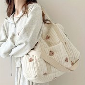 Resim Kapitone Hayvan Baskılı Boston Çantası - Ayarlanabilir Askılı Büyük Kapasiteli Hafif Seyahat Crossbody Çanta, Kadınlar için El Tote, Kahverengi Vurgulu Beyaz, Seyahat Çantaları, Günlük Kullanım Çantası, Eğlenceli Nakış, Kaliteli İşçilik, Çok Yönlü Çanta, Sağlam Yapı, Geniş Çanta, Şık Kadınlar 
