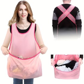 Resim 1 adet Pembe Kolsuz Çamaşır Önlüğü Fermuarlı Cep ile - Soğuk Yalıtımlı, Dış Mekan Kullanımı için Nem Geçirmez, Ev İşleri ve Giysi Kurutma için Mükemmel, Çamaşır Mandalı 