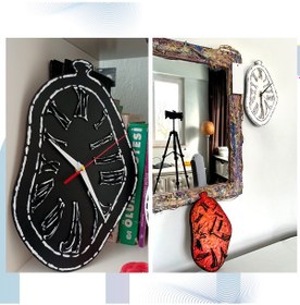 Resim Eriyen Duvar Saati,salvador Dali Saat Siyah Renk Ahşap - Siyah 