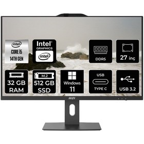 Resim Msı Pro AP272P Intel Core I5 14400 14M-695EU-01 32GB 512GB Windows 10 Pro 27" Fhd All In One Bilgisayar & 14M695EUK01 