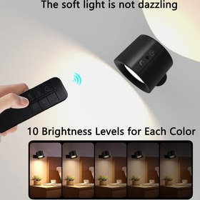 Resim Kinpho 360° Dönen LED Duvar Lambası, Dokunmatik Uzaktan Kumanda, 10 Parlaklık Seviyesi, USB Şarj Edilebilir, 3 Renk Seçeneği - Oturma Odası, Yatak Odası, Koridor ve Yatak Yanı için İdeal, Modern Duvar Montaj Tasarımı, Ayarlanabilir Aydınlatma, Şarj Edilebilir Pil, Duvar Lambası 