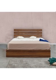 Resim Pasifichome Huga Çift Kişilik Ahşap Karyola Ceviz 180 Cm / Başlıklı Karyola 