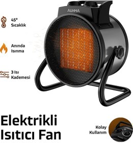Resim Auhma At1h Elektrikli Isıtıcı Fan Gri 3000w Hızlı Isınma, 3 Kademeli Ayar, Sessiz Ptc Isıtma Tekno 