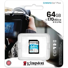 Resim Kingston SDG3-64GB 64GB SDXC Canvas Go Plus 170R C10 UHS-I U3 V30 Hafıza Kartı 