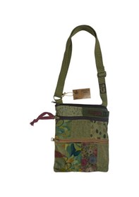 Resim Vintage Renkli Etnik Salaş Küçük Boy Plaj Günlük Kadın Kol Omuz Çantası 24cm X 29cm Haki 