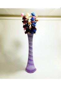Resim Uzun Derin 60 Cm Çatlatma Mor Cam Vazo 7 Renk Uzun Gül 
