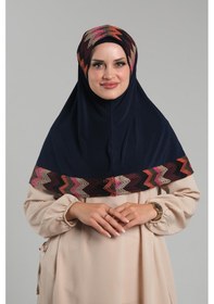 Resim Hürrem Bone Lacivert Pratik Hazır Geçmeli Tesettür Eşarp Sandy Renkli Desenli Fileli 2401 02 Lacivert 