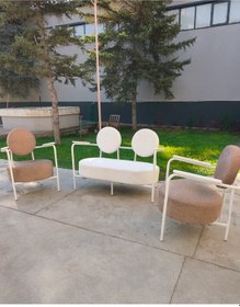 Resim Azra Mobilya Venüs Koltuk Takımı Beyaz İskelet Modern Koltuk Seti Ofis Ve Ev Kullanımı Soft Kumaş Açık Kahverengi 