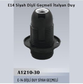 Resim 50 Adet E14 Siyah Dişli Geçmeli İtalyan Duy 