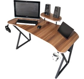 Resim Özel Tasarım Oyuncu Masası 135 cm Bardaklık ve Kulaklık Tutucu Hediye 