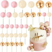 Resim 32 Parça Set Pembe Altın İnci Topları Cupcake Süs Bayrakları Erkek Kız Doğum Günü Partisi Düğün Dekorasyonları Bebek Duşu için 